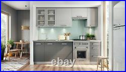 Grey Kitchen Base Unit Sink Cabinet 80cm 800mm Cupboard 2 Door with Plinth Paula
