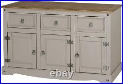 Grey Large Sideboard Rustic Cupboard Cabinet Dining Kitchen Hallway Storage Unit