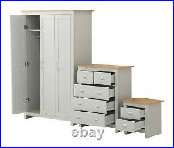 Grey/Oak COUNTRY SUPREME 3 Piece Bedroom Furniture set Wardrobe Chest Bedside
