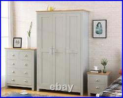 Grey with Oak Bedroom Furniture Range Soft Close Wardrobes Chests Bedside