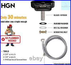 HGN Stainless Steel Glass Rinser for Kitchen Sinks, Metal Washer, Kitchen Sink