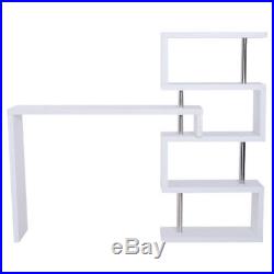 HOMCOM Bar Side Table Shelf Modern Pivot Counter Storage Display White Wood