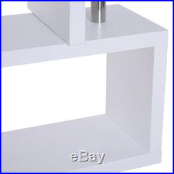HOMCOM Bar Side Table Shelf Modern Pivot Counter Storage Display White Wood