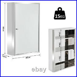 HOMCOM Mirror Cabinet Shelves Bathroom Storage Stainless Steel Wall Cabinet