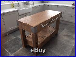 HUGE English OAK butchers block kitchen island table storage furniture vintage