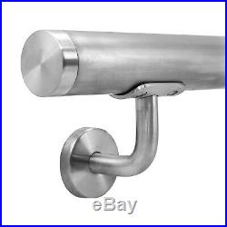 Handrail Stairs Stainless Steel Wall Mounted Railing Brushed Metal Brackets 3m
