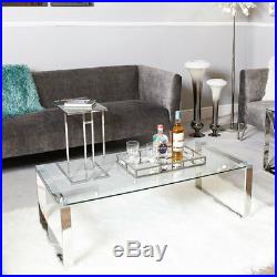 Harper Contemporary Stainless Steel Clear Glass Lounge Coffee Display Table