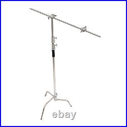 Heavy Duty Metal Stainless Steel C-Stand with Boom Arm Grip Heads Adjustable New