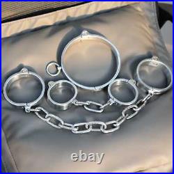 Heavy Stainless Steel Lockable Neck Collar Handcuffs AnkleCuffs Restraint BDSM