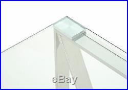Helvig Glass Console Table Stainless Steel Frame Modern Criss Cross Design