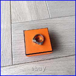 Hermes Destrier Ring, Size 60, Stainless Steel, Laquered Metal Brand New