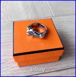 Hermes Destrier Ring, Size 64, Stainless Steel, Laquered Metal Brand New