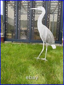 Heron on a spike solid Stainless Steel metal bird garden art decoration, gift