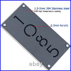 House Number Sign Plaque Silver Metal 304 Stainless Steel