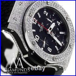 Hublot Big Bang Black Dial on Rubber Strap Stainless Steel Diamond Watch