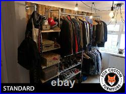 Industrial Wardrobe Scaffold Clothes Rail Vintage Shelf Storage Wood Metal
