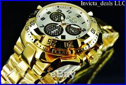 Invicta 50mm Excursion TWISTED METAL Swiss Chrono High Polish 18K Gold IP Watch