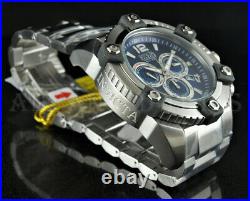 Invicta 63mm Reserve GRAND OCTANE SWISS Chrono BLUE DIAL Silver Tone SS Watch
