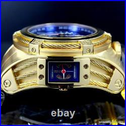 Invicta Bolt Zeus Tria Gold Plated Steel Blue 3 Swiss Mvt Dials 52mm Watch New