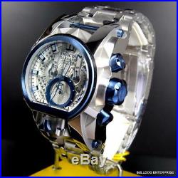 Invicta Reserve Bolt Zeus Magnum Swiss Steel Silver Blue 2 Dials 52mm Watch New