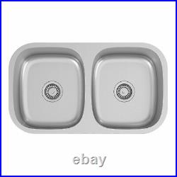 Kitchen Sink 2 Double Bowl Stainless Steel Inset Undermount Strainer Waste 785mm