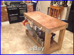 LARGE English OAK butchers block kitchen island table storage furniture vintage