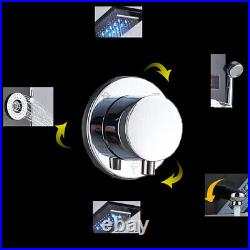 LED Black Shower Panel Column 4 Massage Body Jets Stainless Steel Bathroom Mixer