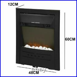 LED Electric Fireplace 1800W Wall Mounted Fire Place Inset Stove Glass Heater