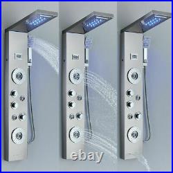 LED Rain&Waterfall Shower Panel Tower Stainless Steel Bath System WithMassage Jets