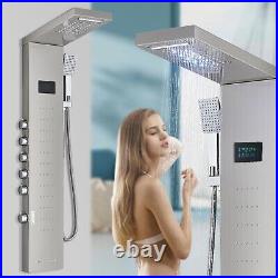 LED Rain&Waterfall Stainless Steel Tower Massage Bodys Column Jet Shower Panel