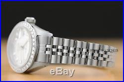 Ladies Rolex Diamond Datejust 18k White Gold Stainless Steel Silver Dial Watch
