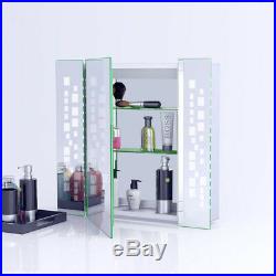 Large Bathroom Mirror Cabinet with LED Lighted/Shaver Socket/Demister Pad/Sensor