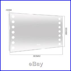 Large LEDs Illuminated Bathroom Mirror with Shaver Socket/Demister/Sensor/Clock