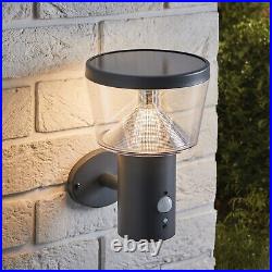 Lights4fun Outdoor Solar Powered Anthracite Stainless Steel Metal Wall Light