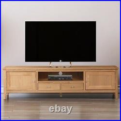 Long Oak TV Stand Low Media Cabinet Large Entertainment Table Wooden Unit