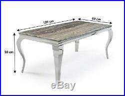 Louis XV Style Grey Solid Marble Stainless Steel Rectangle Coffee Lamp Table