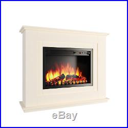 Luxury 2KW Electric Fireplace LED Log Fire Burn Flame Heater + Surround Mantel