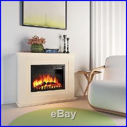 Luxury 2KW Electric Fireplace Suite with Surround LED Log Fire Flame 8000 BTU