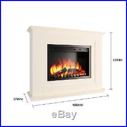 Luxury 2KW Electric Fireplace Suite with Surround LED Log Fire Flame 8000 BTU