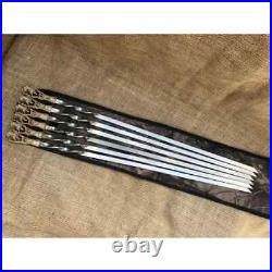 Luxury 6pcs Stainless Steel Metal Barbeque Skewer Needle BBQ Kebab Stick