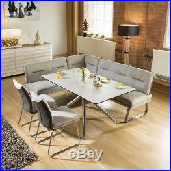 Luxury 7 seater Grey Booth Right Hand Corner L Bench Chair Dining Set1