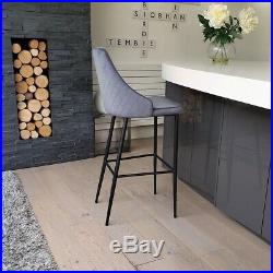 Luxury Grey Velvet Kitchen Breakfast Bar Stool / Seat / High Chair New