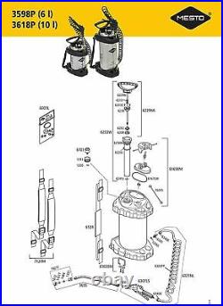 MESTO 3618P High Pressure Sprayer Capacity 10 L 6 Bar Stainless Steel Brass Pump