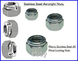 METRIC AEROTIGHT SELF LOCKING NUTS A2 STAINLESS STEEL Choose M3 to M12 EXHAUST