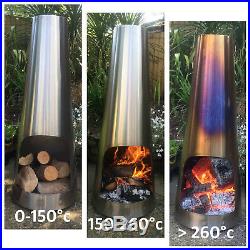 Made O' Metal Stainless Steel 110cm Garden Patio Cone Chimenea Log Burner Heater