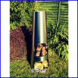 Made O' Metal Stainless Steel 140cm Garden Patio Cone Chimenea Log Burner Heater