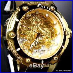 Men's Invicta Bolt Dragon Automatic Gold Plated White 52mm Silicone Watch New