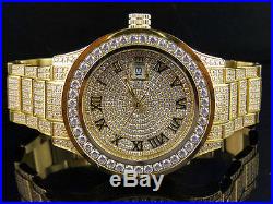 Mens Jewelry Unlimited Yellow Gold Steel Simulated Diamond Watch 45MM DJ-01