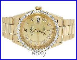 Mens Rolex 18K Yellow Gold Presidential Datejust 36MM Diamond Watch 3.5 Ct