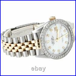 Mens Rolex 36mm Diamond Watch DateJust 18k/Steel Two Tone Jubilee Band 2 CT